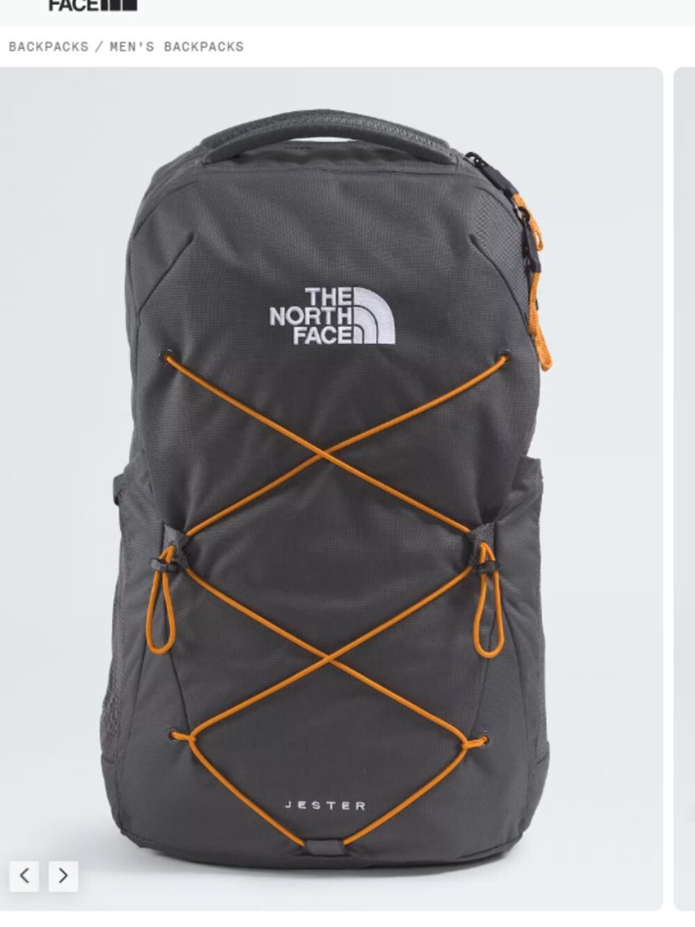 The North Face Adult Jester Backpack 28L Grey Orange NWT Laptop Sleeve Campus